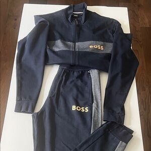 Boss Dark Blue and Gray Tracksuit